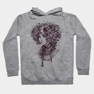 Night Cat Witch _ line art Hoodie